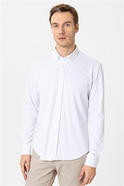 SÜVARİ Manşetli Slim Armürlü Gömlek