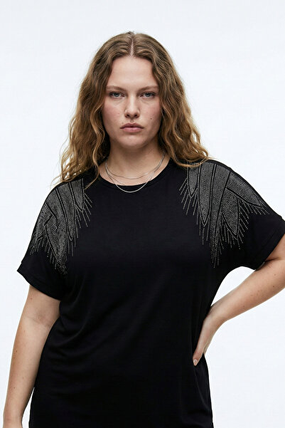 Mivoon Bambu Bluz Yarasa Kol Taş Detaylı M-6XL