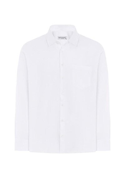 SÜVARİ Beyaz Regular Armürlü Klasik Yaka Gömlek