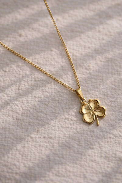 Owentis Çelik Gold Vintage Model Klasik Yonca Kolye -kararma Yapmaz-