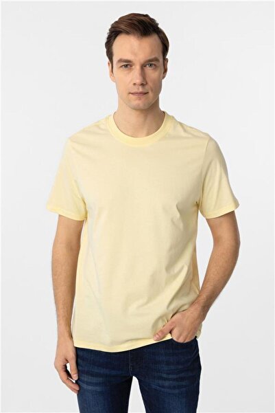 SÜVARİ Sarı Regular Düz Bisiklet Yaka Tişört