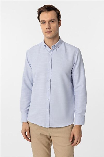 SÜVARİ Köşeli Manşet Slim Armürlü Gömlek