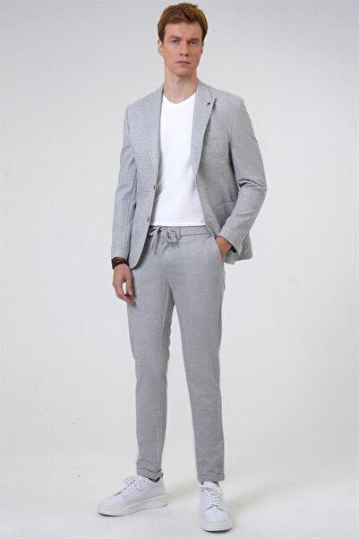 SÜVARİ Slimfit Armürlü Takım Elbise