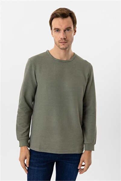 SÜVARİ Yeşil Slim Armürlü Bisiklet Yaka Triko