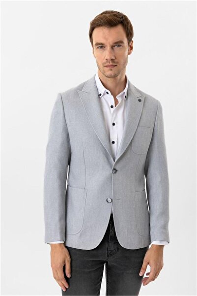 SÜVARİ Jachetă unică cu model Süvari Slim Fit 6 Drop, gri