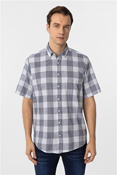 SÜVARİ Lacivert Regular Düz Düğmeli Yaka Gömlek