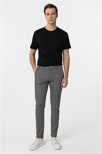 SÜVARİ Gri Slim Armürlü Pantolon