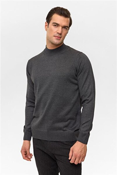 SÜVARİ Antrasit Regular Düz Yarım Balıkçı Yaka Triko