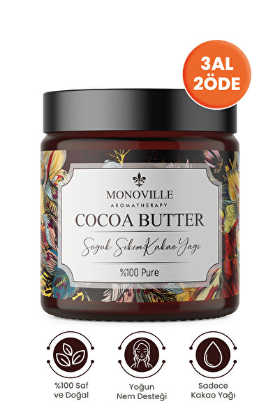 Monoville Nemlendirici Kakao Yağı 100 ml Soğuk Sıkım %100 Saf Ve Doğal (Cacao Butter)