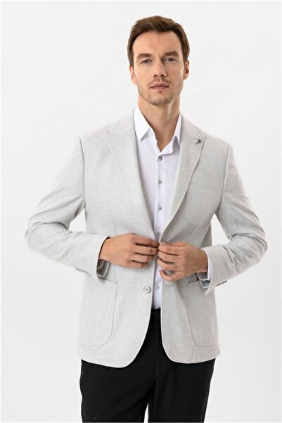 SÜVARİ Taş Slim Desenli Sivri Yaka 6 Drop Ceket