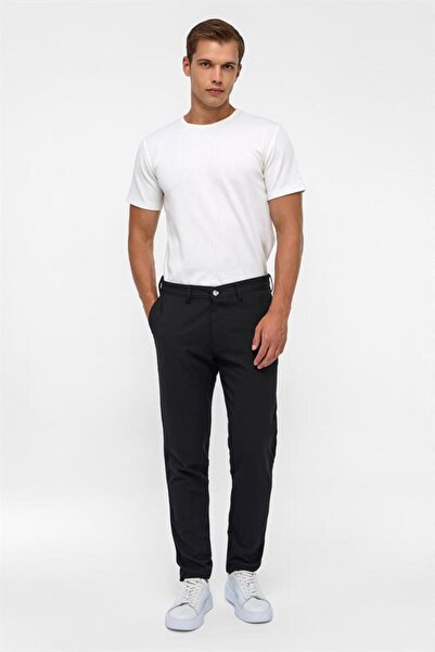 SÜVARİ Siyah Slim Desenli Pantolon