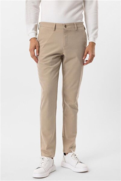 SÜVARİ Bej Slim Desenli Pantolon