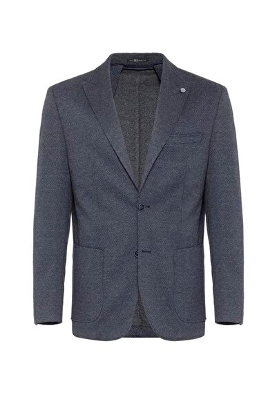 SÜVARİ Lacivert Slim Düz Sivri Yaka 6 Drop Ceket