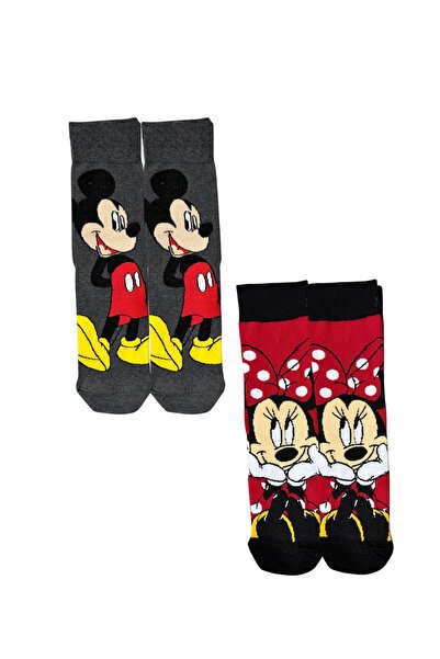 AL Bİ 90LIK 2'Lİ SET Mickey Mouse ve Mini Mouse Pamuklu Çorap