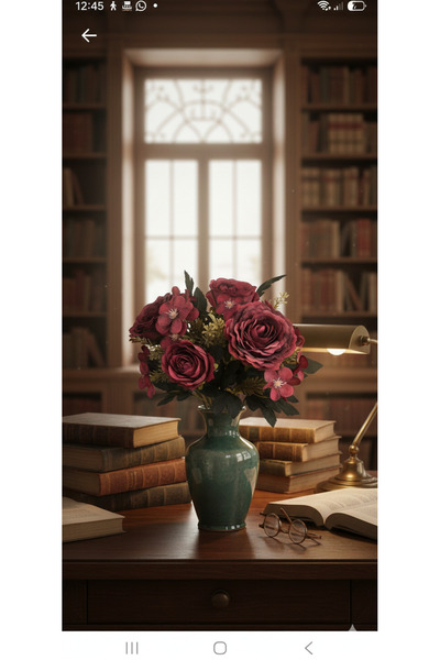 yapay çiçek evi 1 buchet de flori cu frunze kaki în tonuri de roșu visiniu, 2...