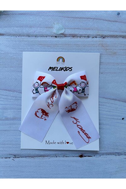 MeloKids 29 October Red and White Ataturk Signature Girl's Hair Clip