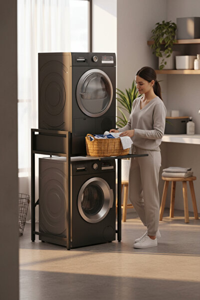 TOLIAHOME Çamaşır Sepeti Çekmeceli Çamaşır Makinası ve Kurutma Makinası Rafı ...