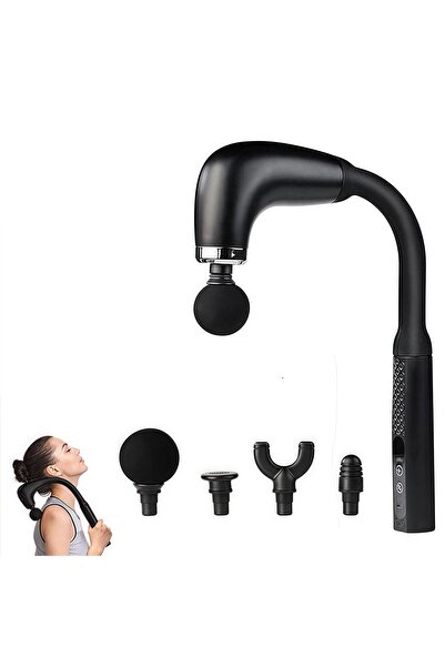 unbranded Massage Gun with Extended Handle, U-Shaped Back Massager With 4 Hea...