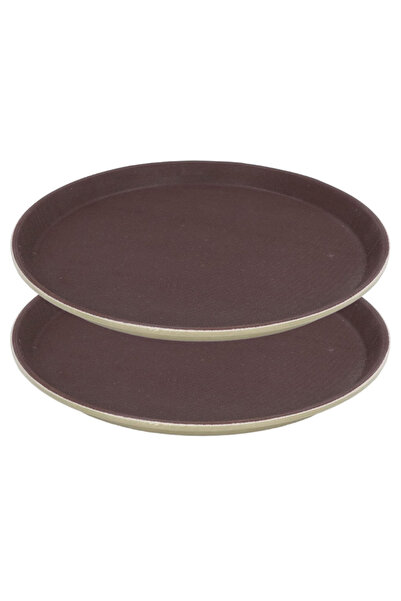SUPPLIER Set of 2 Round Serving Trays - Non-Slip Surface, 35.5 cm Diameter