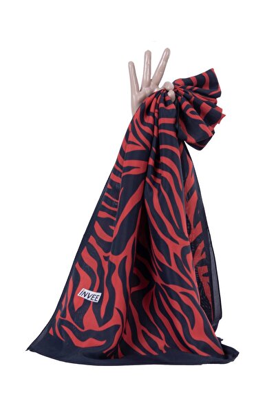 Invee Zebra Şal KIRMIZI