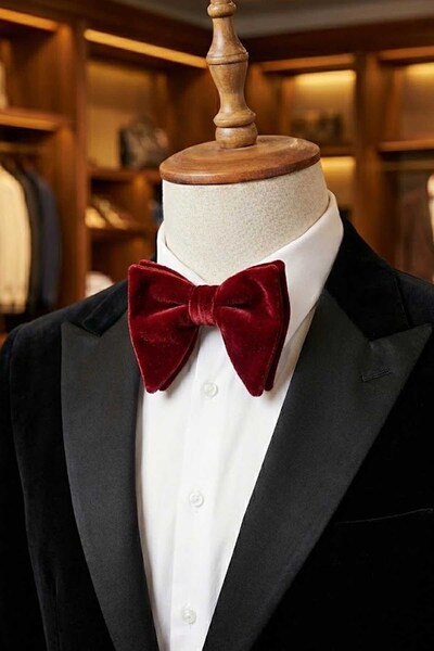 Kravatkolik Kırmızı Büyük Kadife Papyon P1696