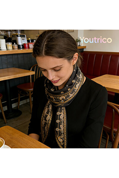 Youtrico نمط عرقي - زهرة الكاجو، وشاح قطري طويل 147 سم، وشاح وربطة عنق، ربطة ...