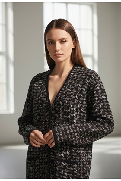 ENDAMIM سترة تريكو متوسطة الحجم مع جيوب كبيرة الحجم