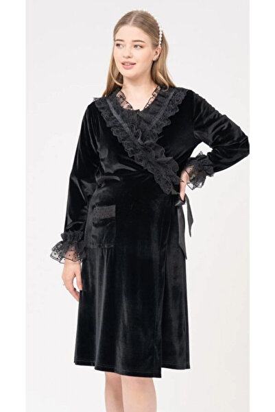 Aqua 22003 Kadın Lohusa Sabahlık - Siyah