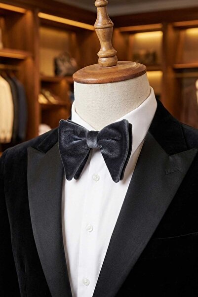 Kravatkolik Smoked Large Velvet Bow Tie P1697