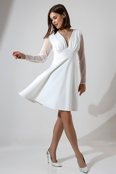 Rokka Moda Derin Göğüs Dekolteli Midi Elbise