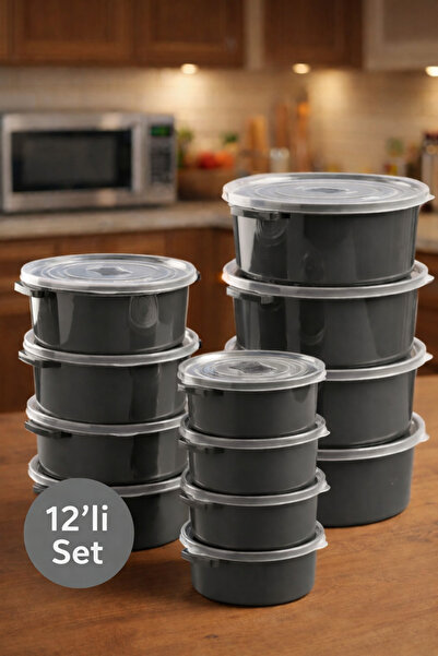 Nesto Home مجموعة مكونة من 12 حاوية تخزين ذات غطاء دائري يمكن استخدامها في الميكروويف والفريزر العميق