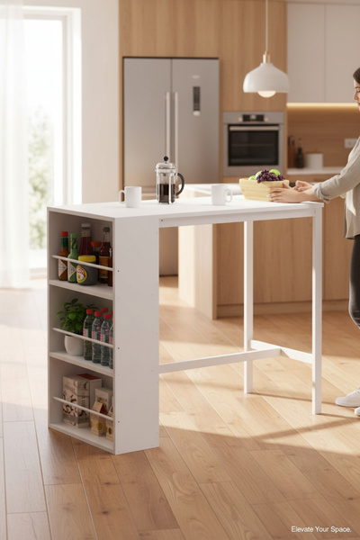 TOLIAHOME Raflı Metal Ayaklı Mutfak Masası Bar Masası Çok Amaçlı Masa Çalışma...