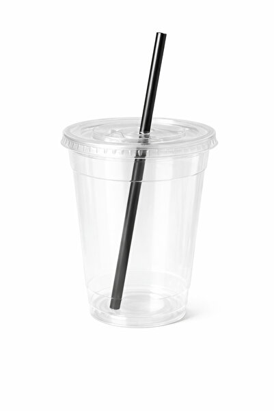 KARADENİZ PLASTİK 50 Adet Düz X Kapaklı Plastik Bardak-Limonata, Parti Bardağ...