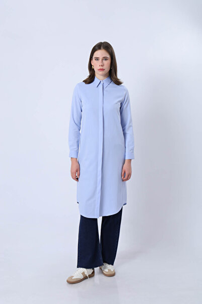the basics Long Shirt with Hidden Placket