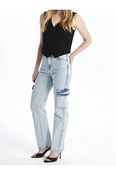 Zerenyus Cargo Pocket Snow Wash Jeans Trousers Blue