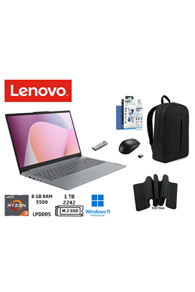 LENOVO IdeaPad Slim3 Ryzen3 7320U 8GB 1TB 15.6" FHD W11PRO 82XQ00JGTX Duddi Ç...