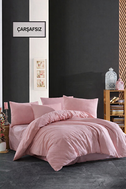 NazeninHome Gofre 100% памучен комплект спално бельо за двойно легло, цвят пр...