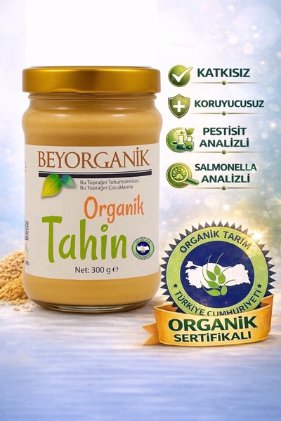 BEYORGANİK ORGANİK Tahin 300gr (SALMONELLA ve PESTİSİT ANALİZLİ)