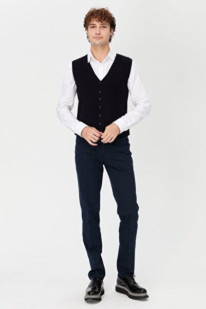 Desen Triko Чоловічий жилет з V-подібним вирізом з тонкого трикотажу, темно-с...