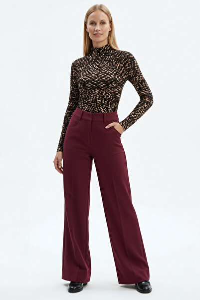 Exquise Παντελόνι με υψηλή μέση με φαρδιά πόδια και υφαντό παντελόνι με τσέπες