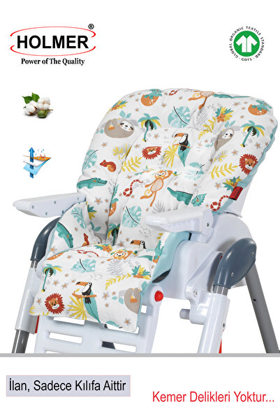 Holmer Organik Mama Sandalyesi Minderi & Kılıfı (Kemer Deliksiz) Su Yeşili
