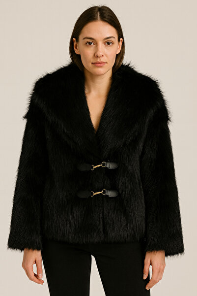 Kir Women's Soft Textured Lined Short Faux Fur Coat