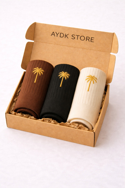 AYDK مجموعة جوارب منقوشة بتطريز بسيط للجنسين مكونة من 3 قطع باللون الأبيض والأحمر الداكن والأخضر / أسود وأبيض وبني