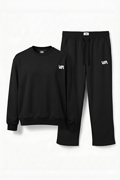 VIAResmi 3 İPLİK ŞARDONLU İÇİ YÜNLÜ YUMUŞACIK VIA LOGO NAKIŞLI EŞOFMAN TAKIMI