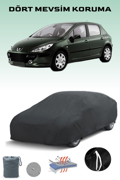 Breen Siyah, Peugeot 307 Oto Branda, Araba Brandası, Koruma Örtüsü, Toz ve Su Geçirmez
