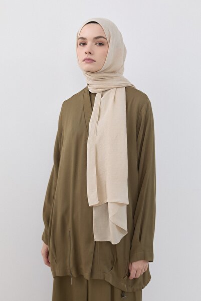 Nihan Desenli Pamuk Naia Lyocell Şal Krem
