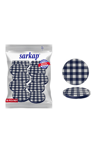 Sarkap Hijyenik Paketli 10 Adet Kavanoz Kapağı - Lacivert Kuşak Ekose - 82mm