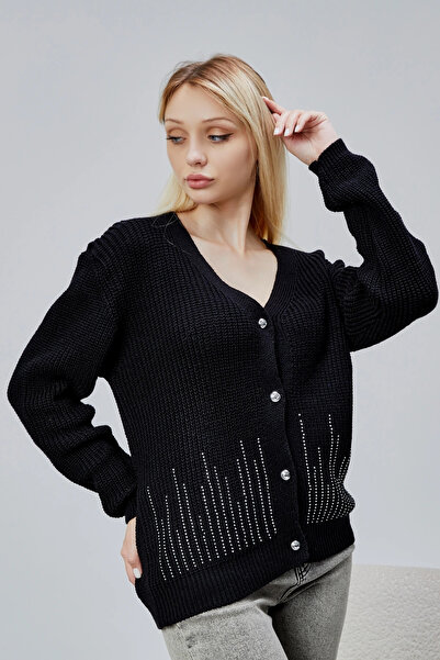 LUGMO Tricotaj pentru femei Cardigan Stone Mărime standard Negru