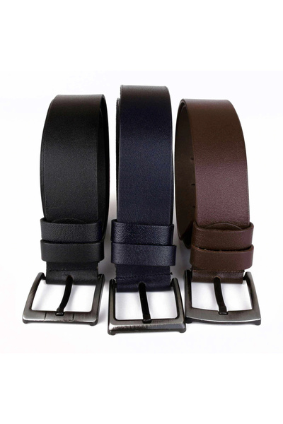 LUGMO Ανδρική ζώνη 3 τεμαχίων από γνήσιο δέρμα 4,5 εκ