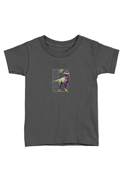 Kids Trex Dinazor Baskılı Siyah Çocuk Tişört